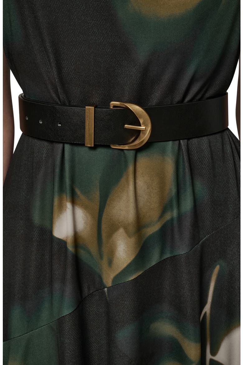 Floral Asymmetric Handkerchief Hem Dress, Alternate, color, OLIVE BRINE