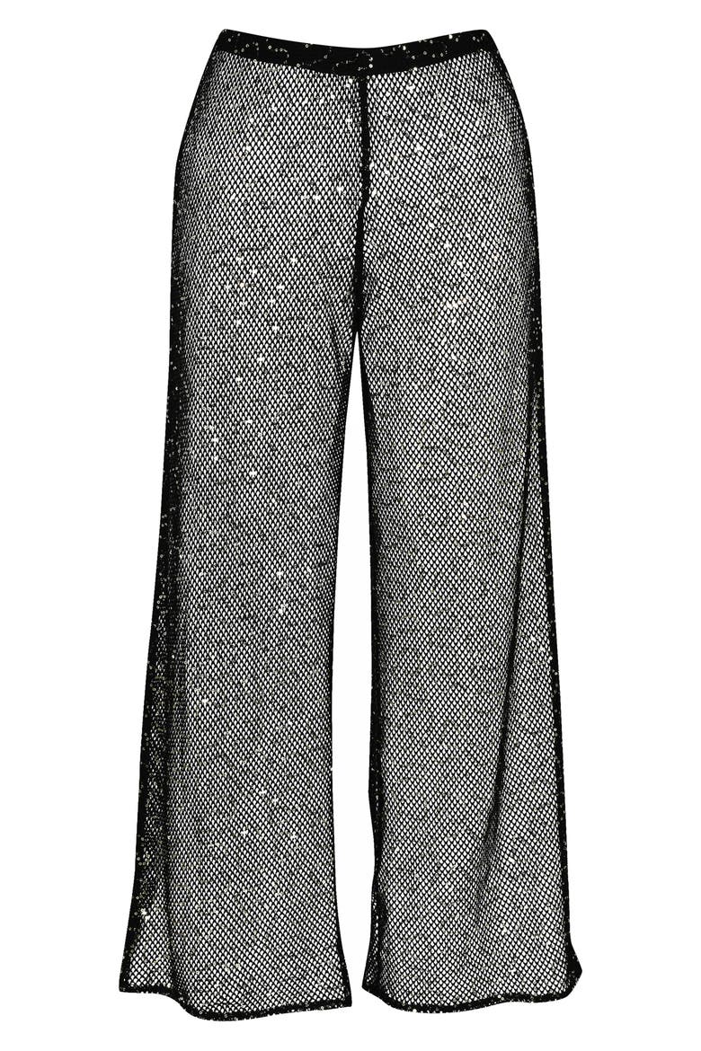 Shine Open Stitch Cover-Up Pants, Alternate, color, BLACK