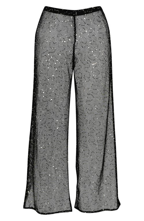 Sunshine 79 Shine Open Stitch Cover-up Pants In Black