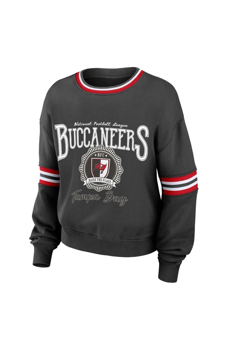WEAR by Erin Andrews Women's WEAR by Erin Andrews Pewter Tampa Bay Buccaneers Prep Crew Sweatshirt, Alternate, color, 