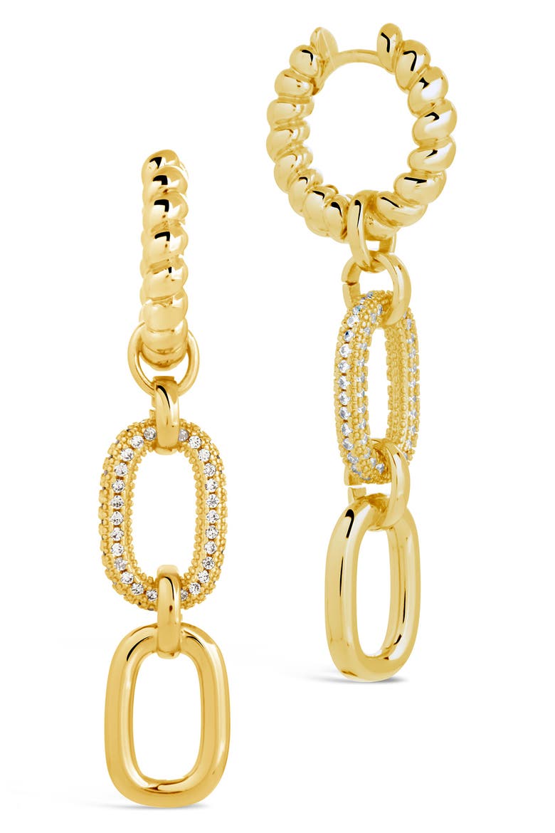 Andi CZ Drop Hoop Earrings, Main, color, GOLD