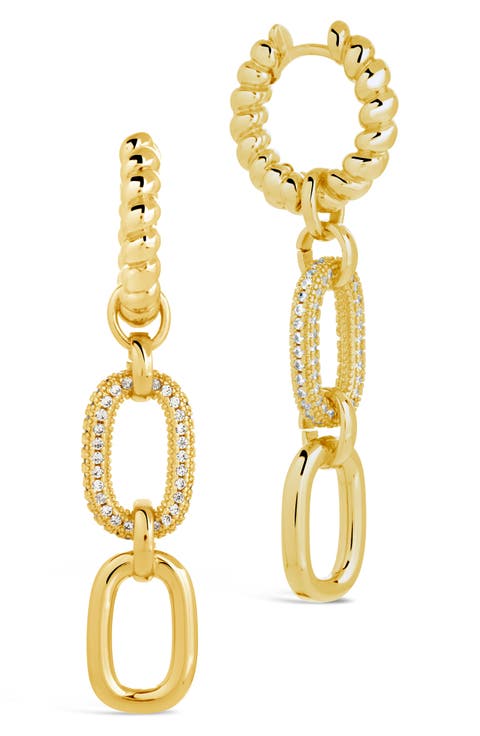 Andi CZ Drop Hoop Earrings
