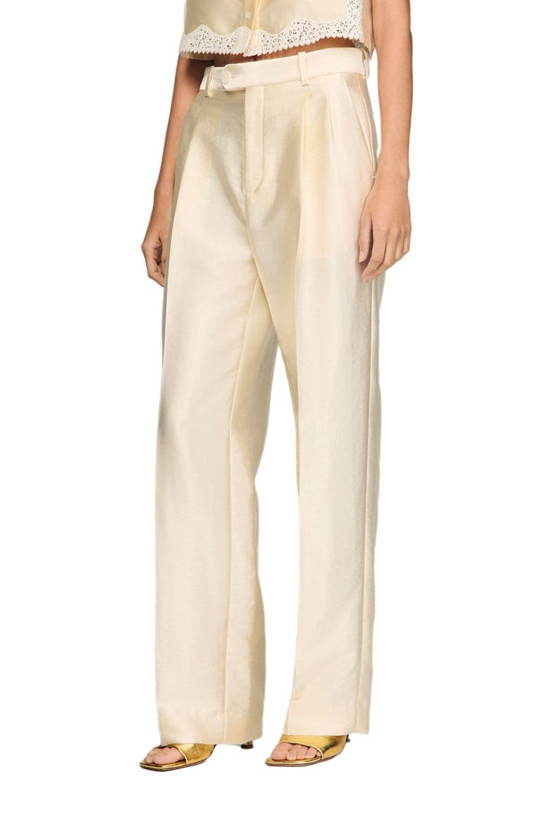 Satin-effect trousers, Main, color, Cream