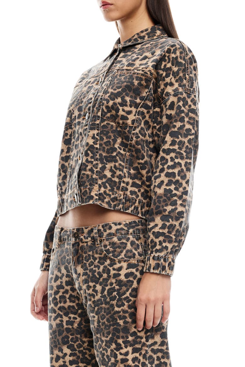 Carmela Leopard Print Denim Jacket, Alternate, color, LEOPARD