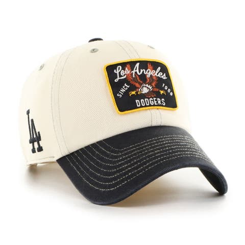 Men's '47  Natural/Black Los Angeles Dodgers Keepsake Collection Clean Up Adjustable Hat