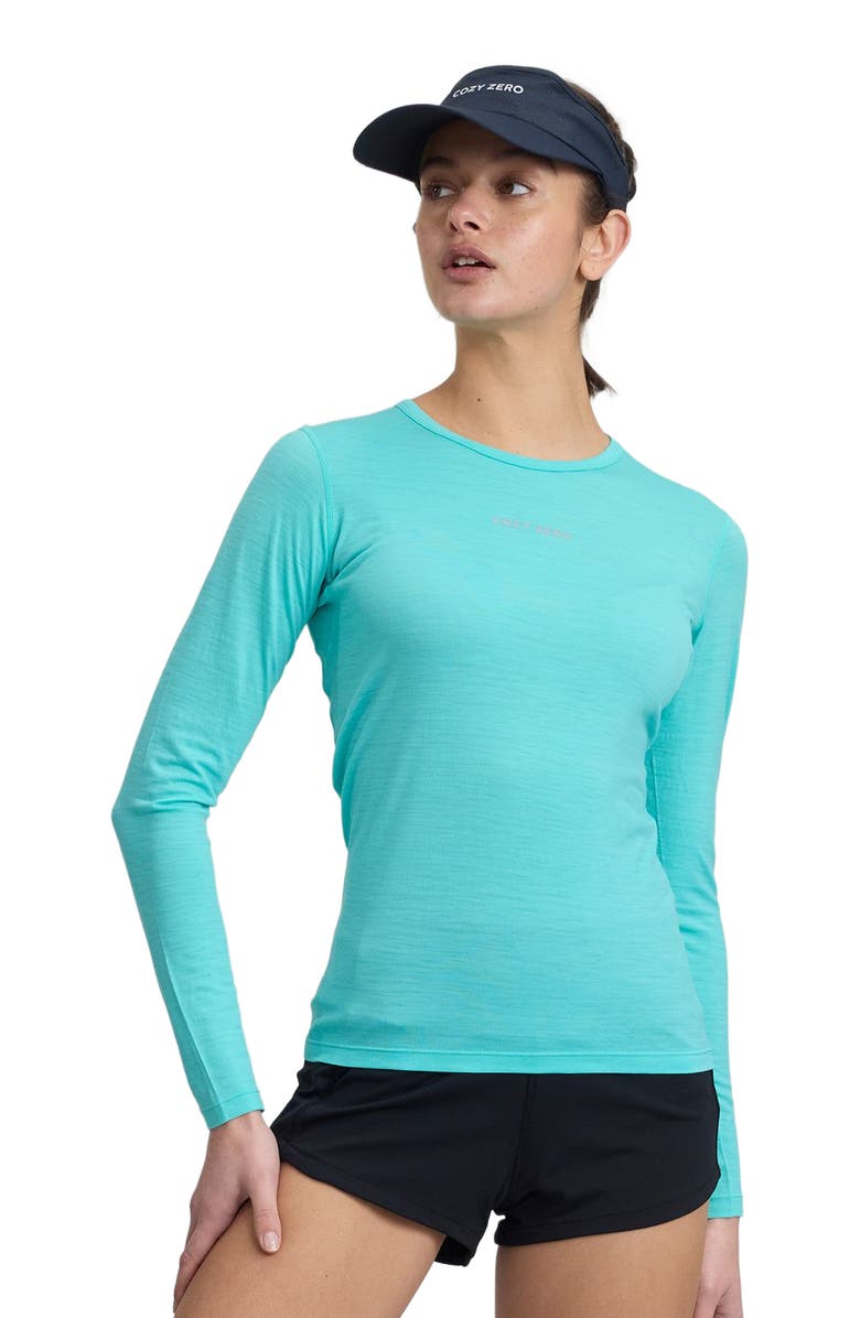 COZY ZERO Women's 100% Merino Lightweight Soft L/S Crew, Alternate, color, Turqoise
