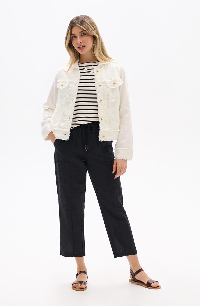 Hatley Fringe Detail Trucker Jacket, Alternate, color, Whisper White