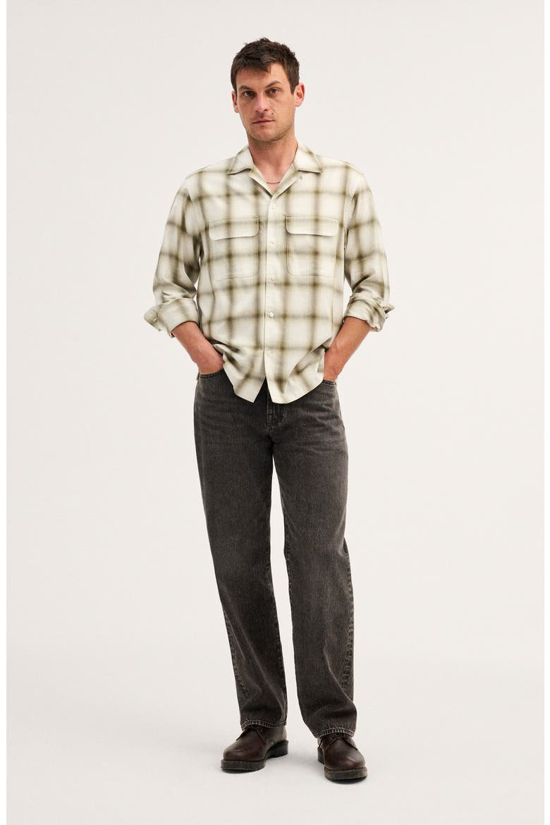 Plaid Long Sleeved Camp Shirt, Alternate, color, OLIVE DRAB FADE PLAID