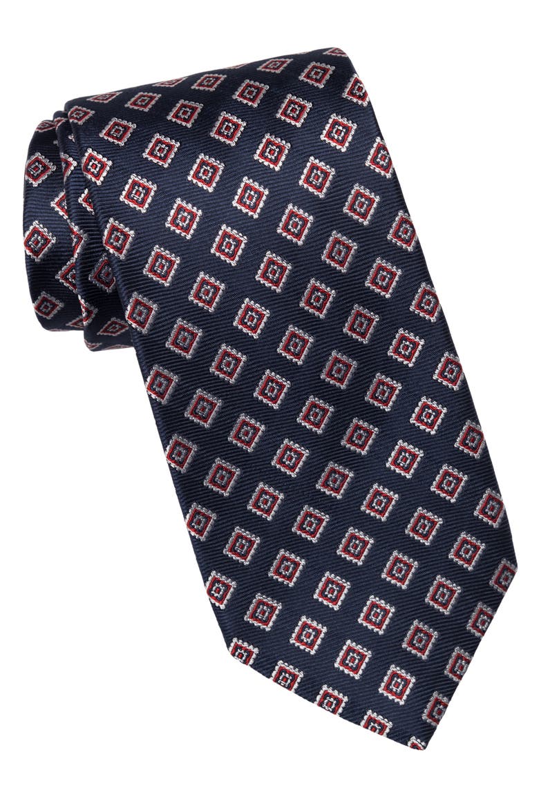 Lambrusco - Extra Long Silk Jacquard Tie for Men, Main, color, Navy