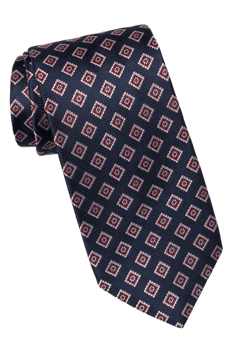 Elizabetta Lambrusco - Silk Jacquard Tie for Men, Main, color, Navy