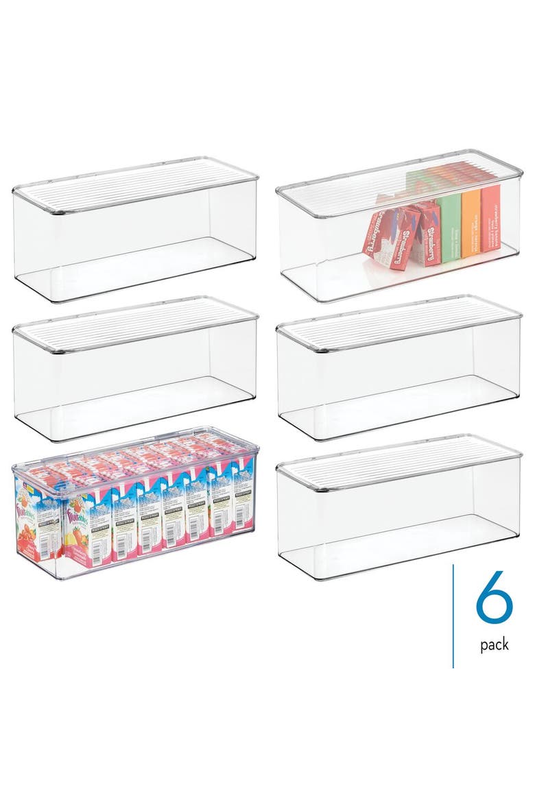 Stackable Hinged-Lid Storage Box - Set of 6 - Clear, Alternate, color, Clear