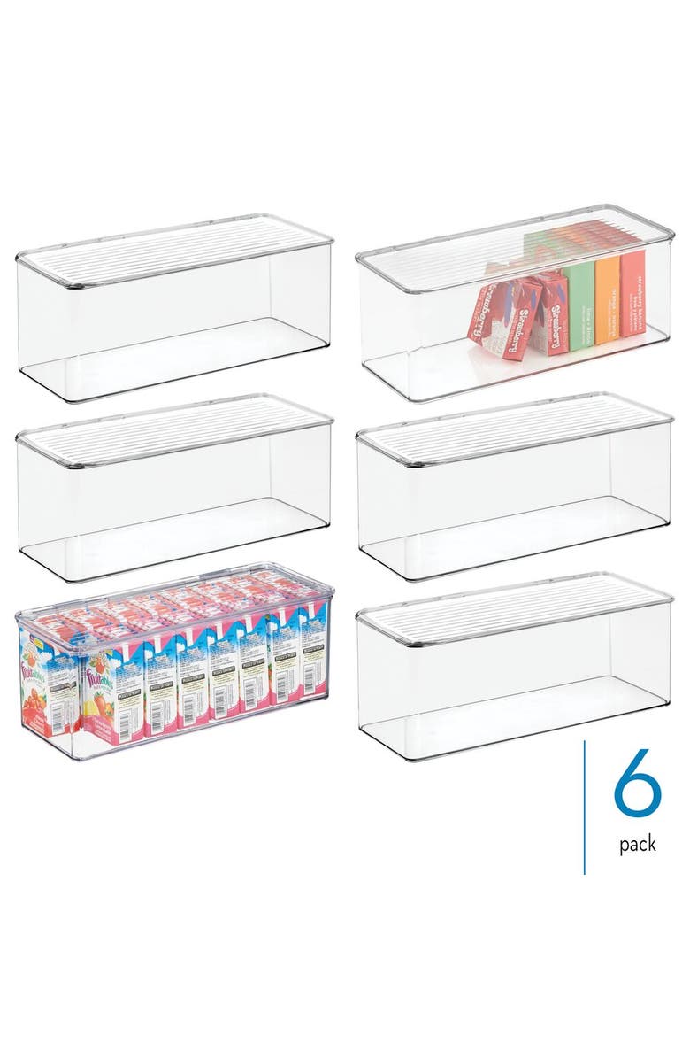iDesign Stackable Hinged-Lid Storage Box - Set of 6 - Clear, Alternate, color, Clear
