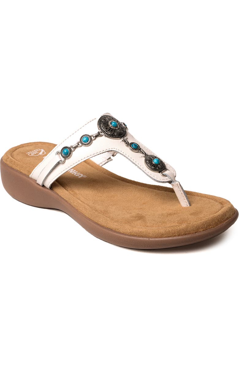 Minnetonka Brecca Flip Flop, Main, color, White