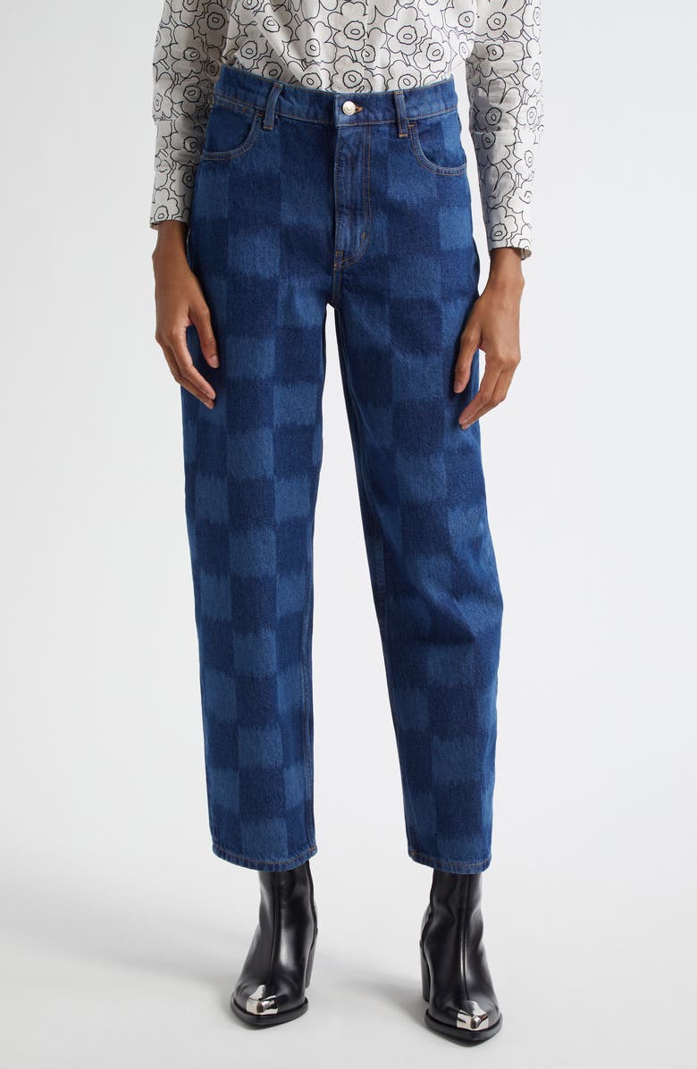 Marimekko Maridenim Vaihe Jäkälä Barrel Leg Jeans, Main, color, Mid Indigo