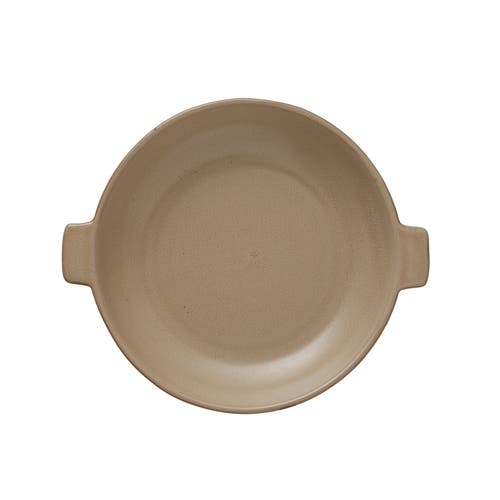 Storied Home Stoneware Plate With Handles In Brown