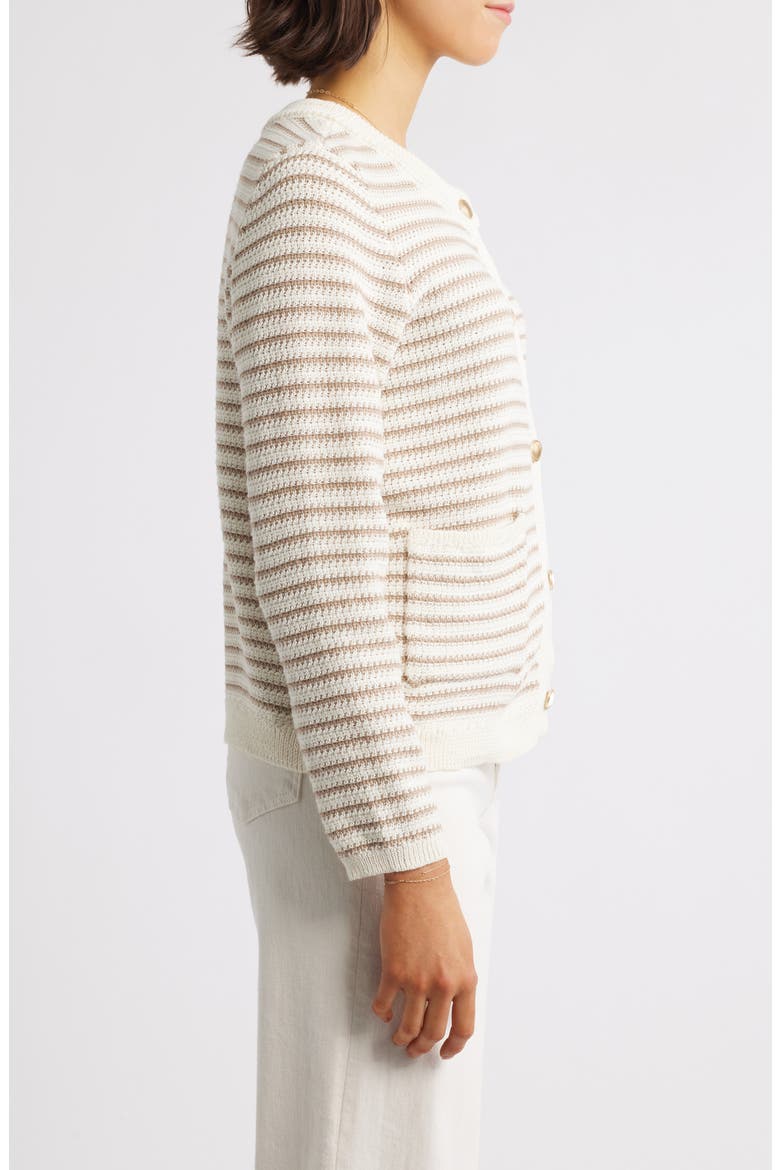 Piera Stripe Cardigan, Alternate, color, KHAKI/IVORY