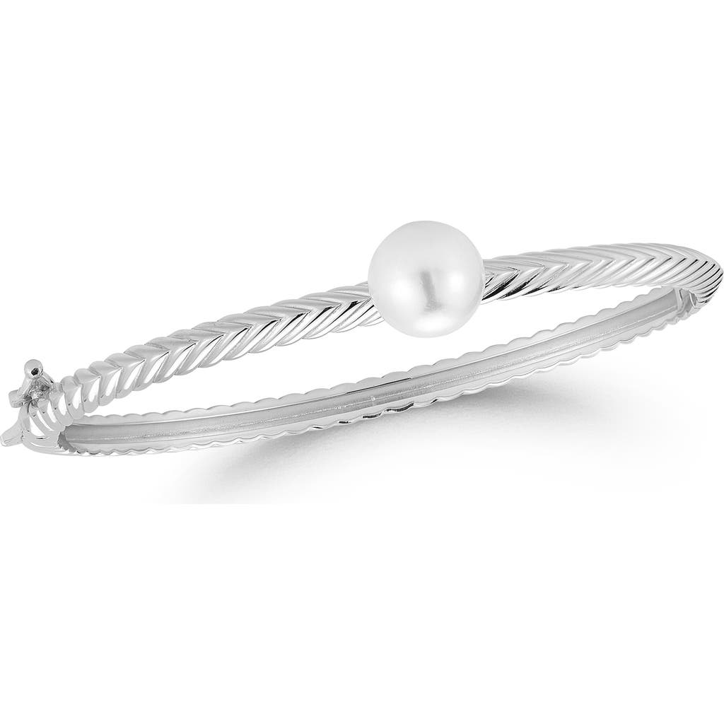 SPHERA MILANO 10mm Cultured Pearl Bangle Bracelet in Silver at Nordstrom Rack