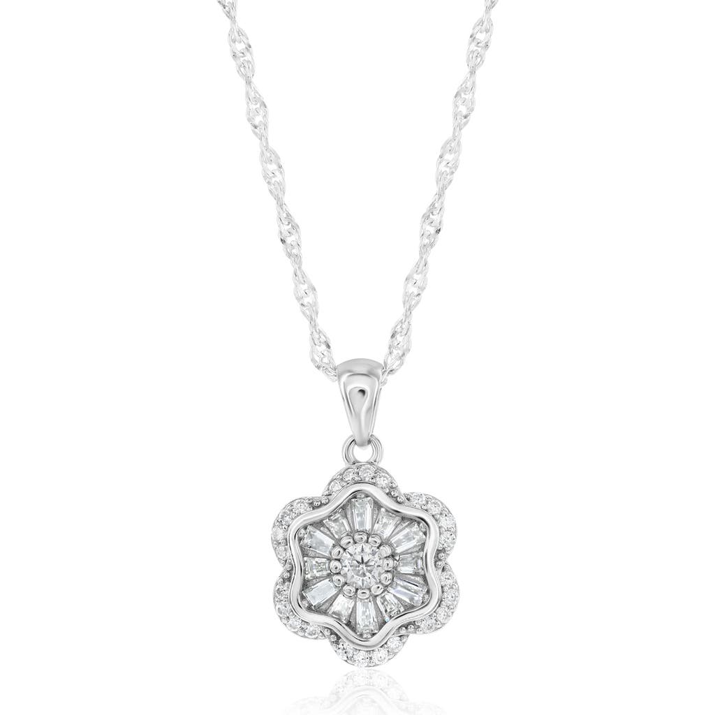 Donatello Gian Sterling Silver Moissanite Flower Necklace In Silver