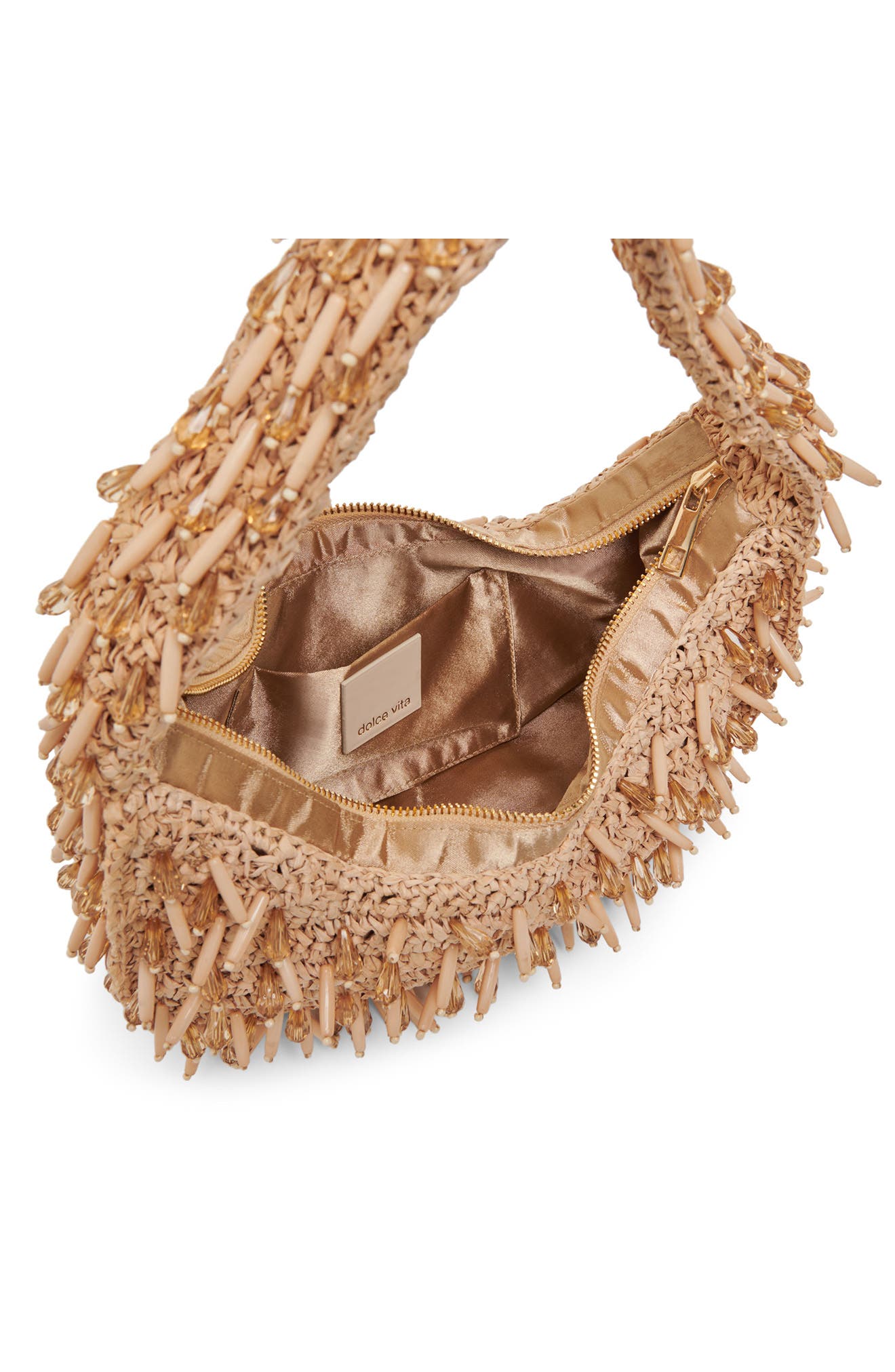 Dolce Vita Caicos Beaded Raffia Shoulder Bag, Alternate, color, Natural