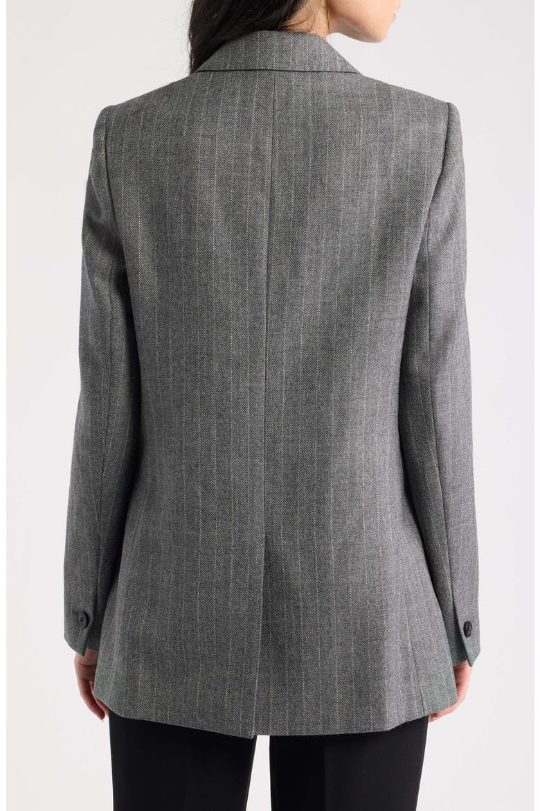 Astrid Pinstripe Herringbone Double Breasted Wool Blazer, Alternate, color, GREY
