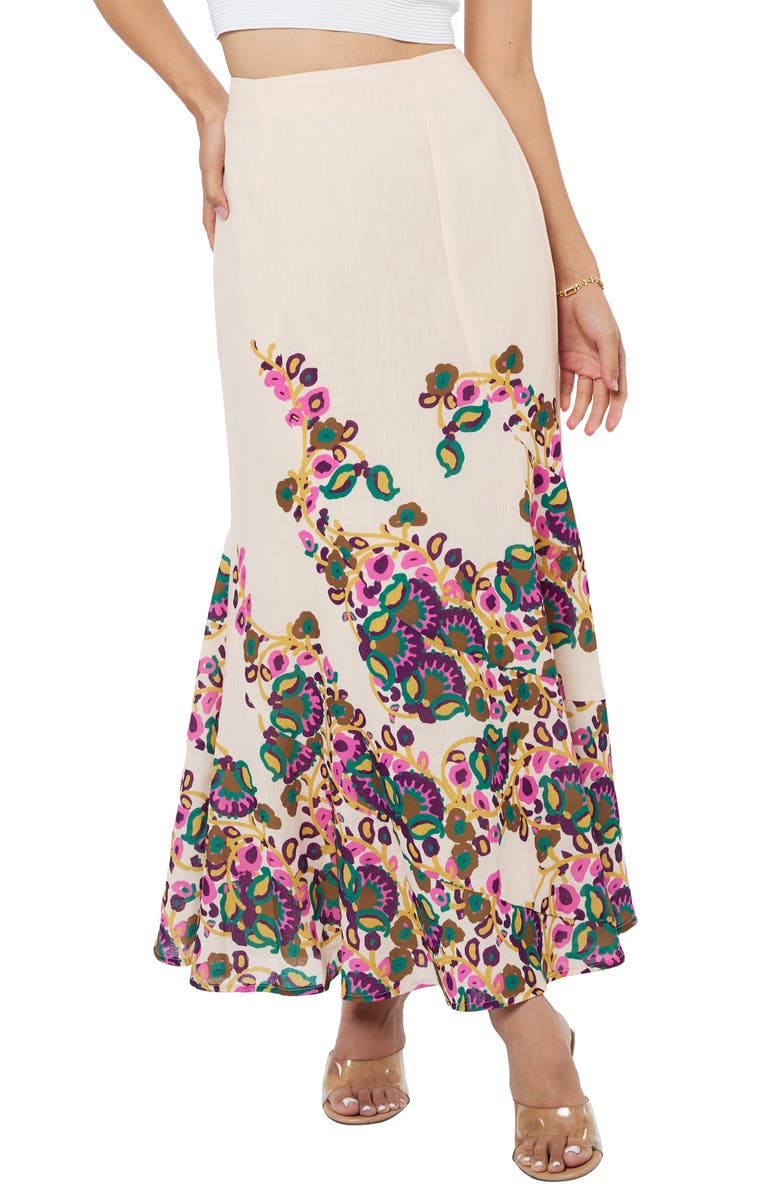 CIEBON Riley Floral Maxi Skirt, Alternate, color, Cream Multi