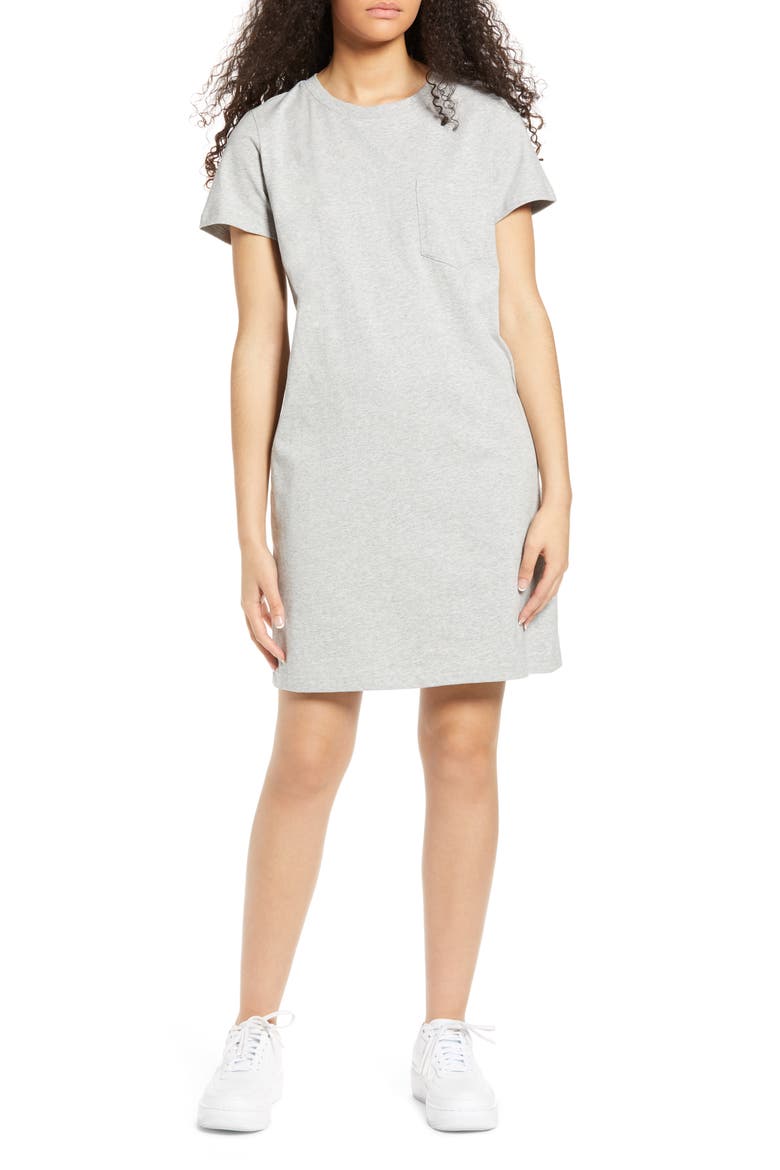 Kick Back T-Shirt Dress, Main, color, HEATHER GREY