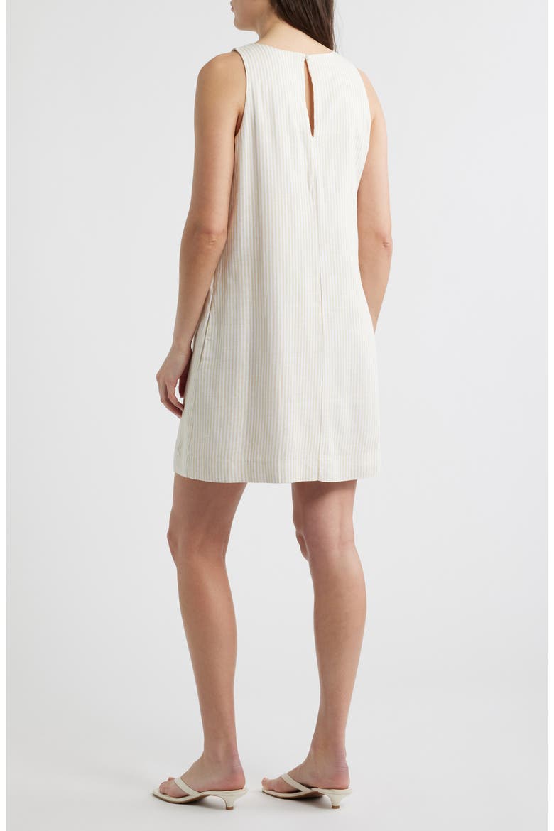 Stripe A-Line Linen Blend Minidress, Alternate, color, IVORY/ YELLOW