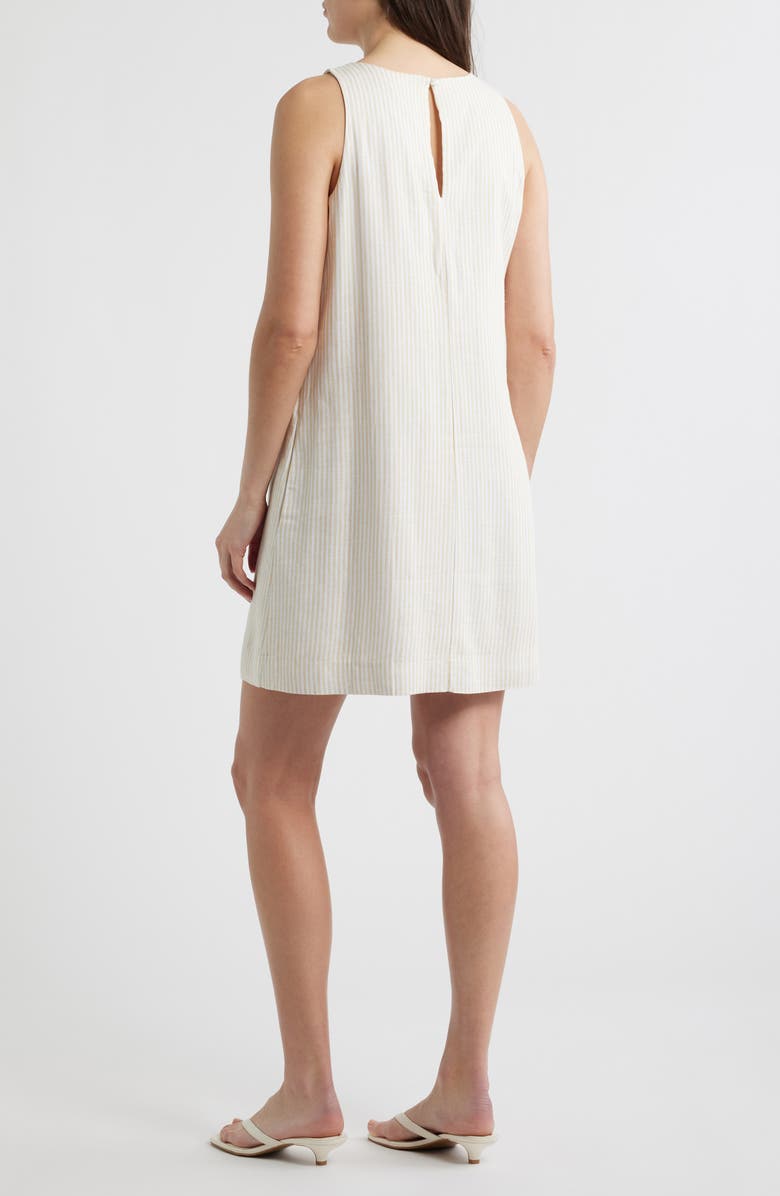 CeCe Stripe A-Line Linen Blend Minidress, Alternate, color, 