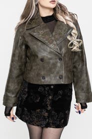 Disturbia Fleux Faux Leather Cropped Trench Jacket