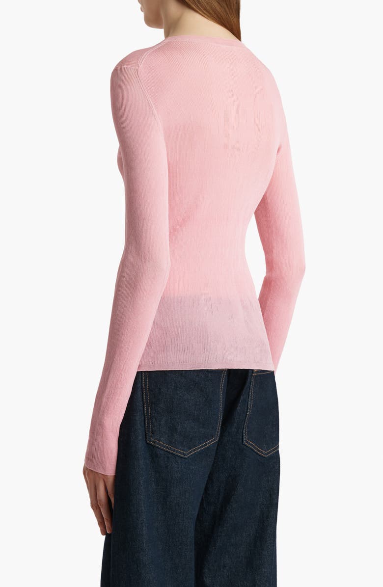 Khaite Mosi Long Sleeve Silk Tulle Top, Alternate, color, Rosewater