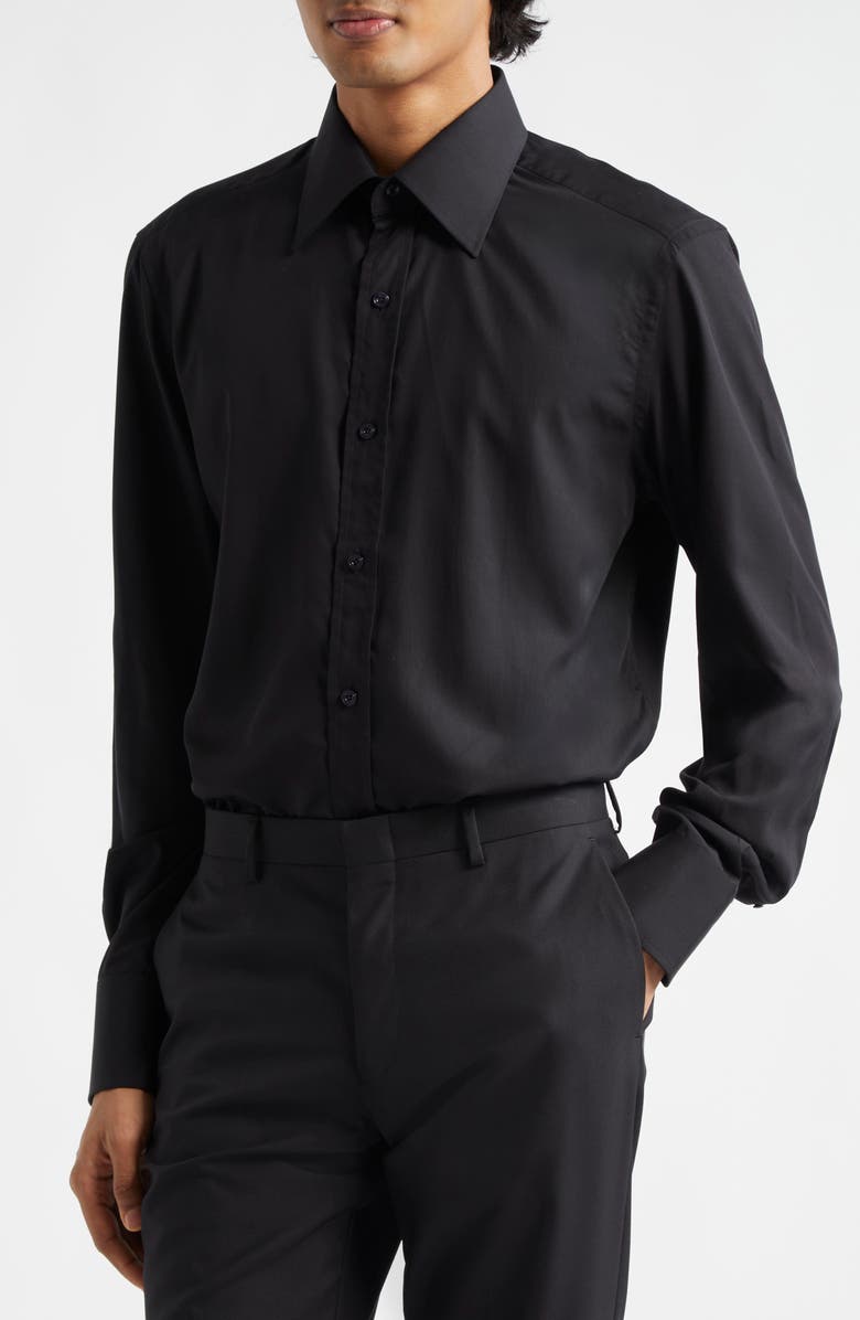 TOM FORD Fluid Parachute Slim Fit Button-Up Shirt, Alternate, color, Lb999 Black