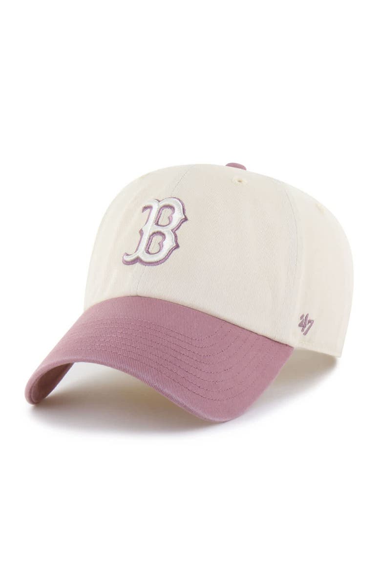 '47 Men's '47  Natural/Pink Boston Red Sox Two-Tone Fashion Clean Up Adjustable Hat, Main, color, Natural