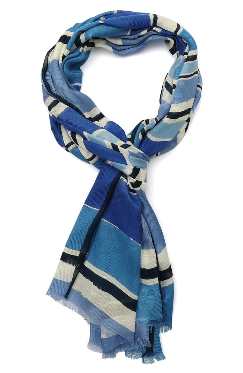 Kate Spade New York ocean stripe oblong scarf, Alternate, color, 
