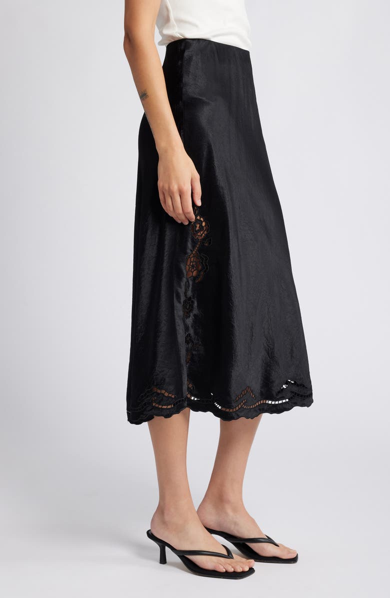 Rails Anya Ladder Stitch Inset Satin Midi Skirt, Alternate, color,