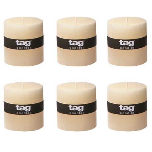 Tag Chapel Ivory Pillar Candles Unscented Drip-free Set Of 6 In Neutral
