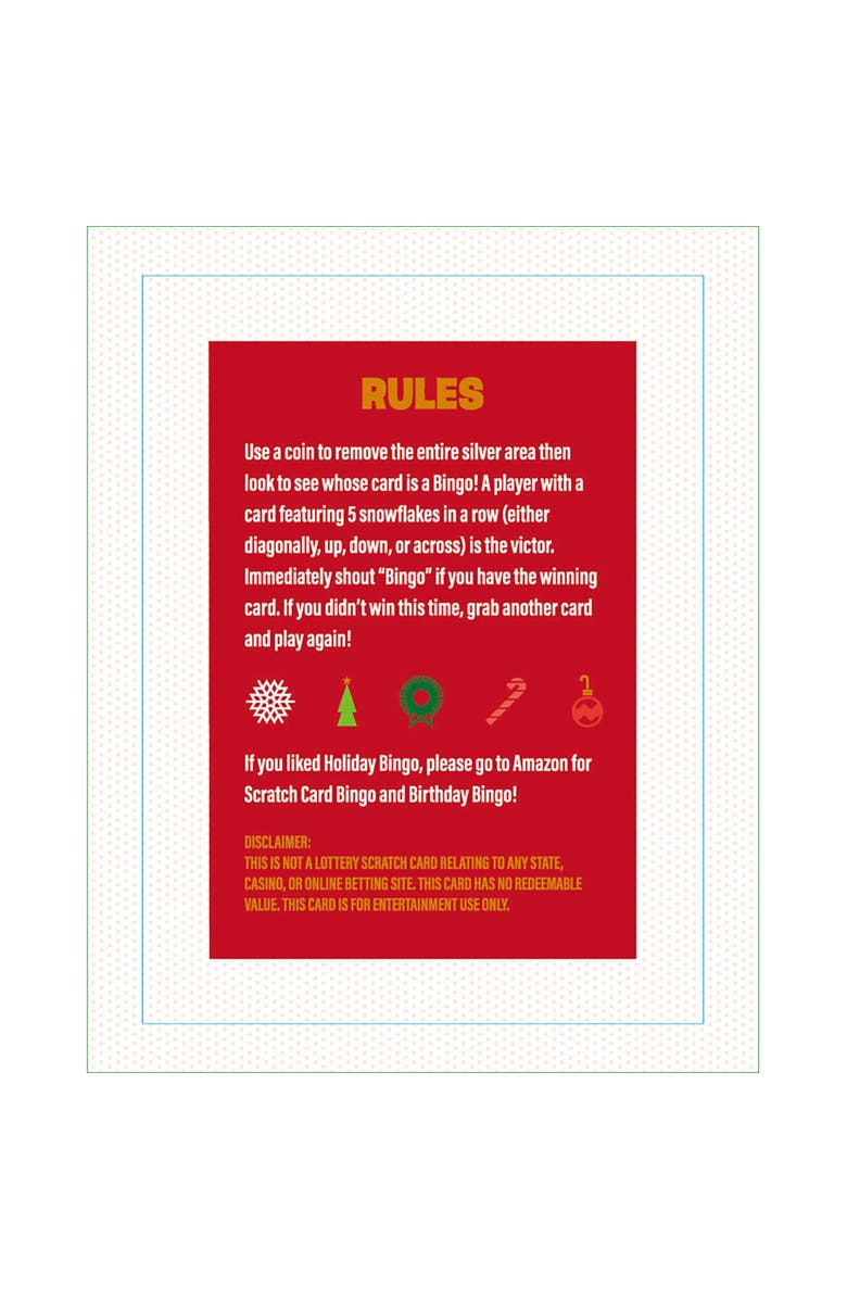 Grand Prix International Holiday Bingo Scratch Card Game26 Cards, Party Game, Win Snowflakes!, Alternate, color, Multicolored