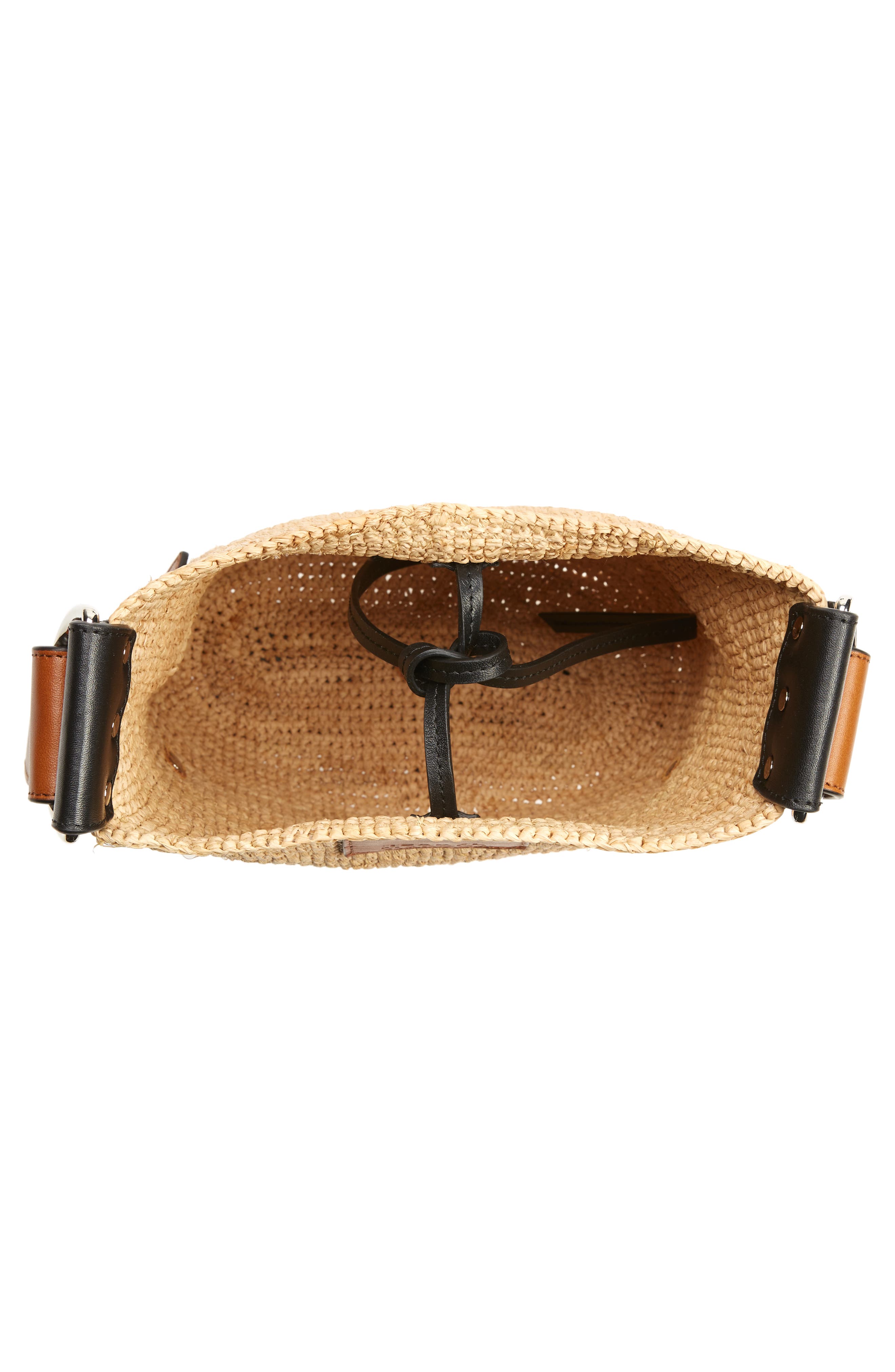 Mini Bayia Raffia Bucket Bag, Alternate, color, NATURAL/ COGNAC