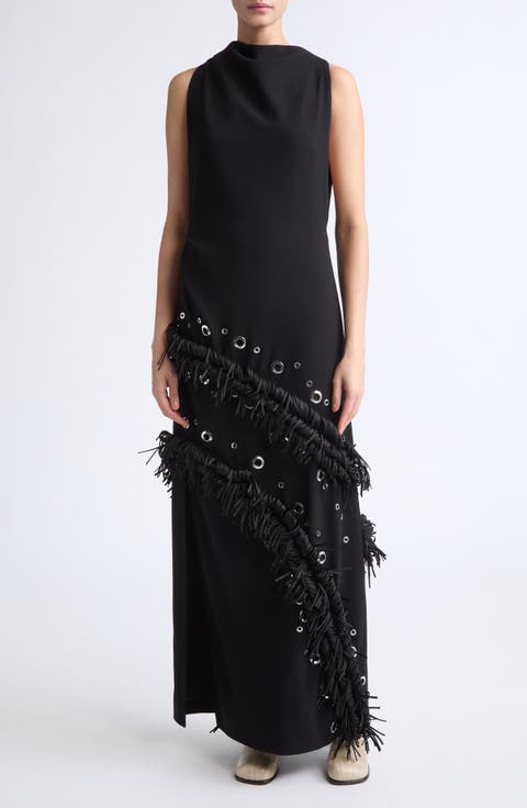 Giovanna Fringe Detail Column Gown