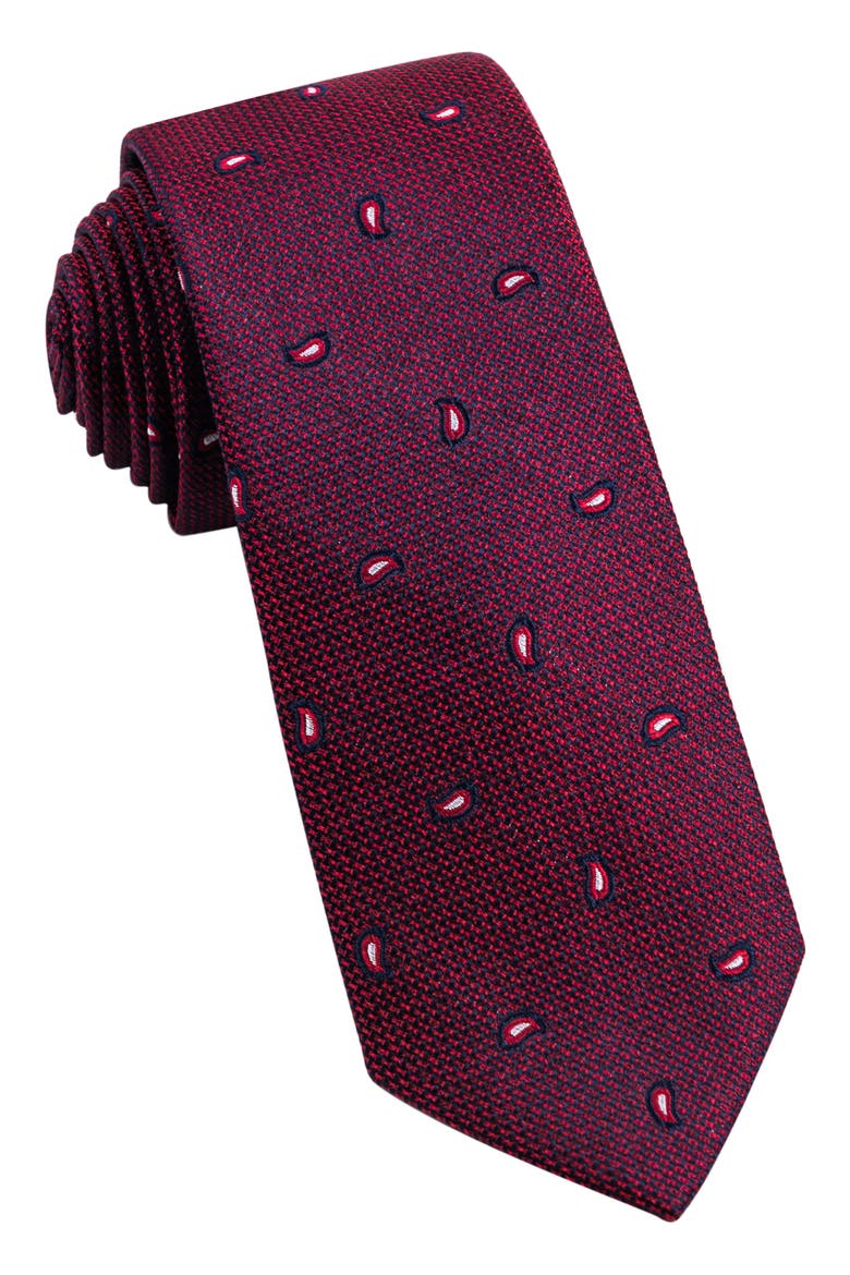 Paisley Silk Tie, Main, color, BURGUNDY