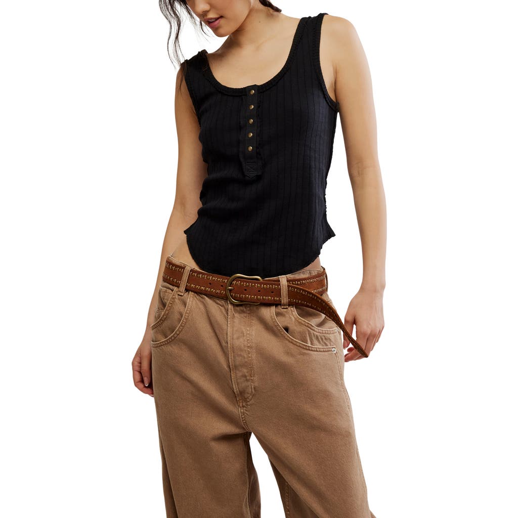 Free People Bryson Henley Tank Top In Black