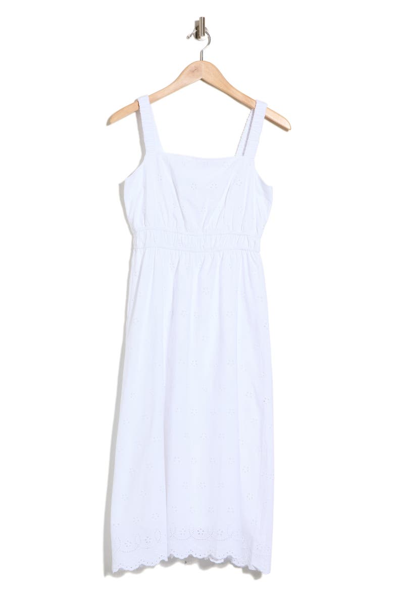Embroidered Eyelet Cotton Midi Sundress, Alternate, color, WHITE