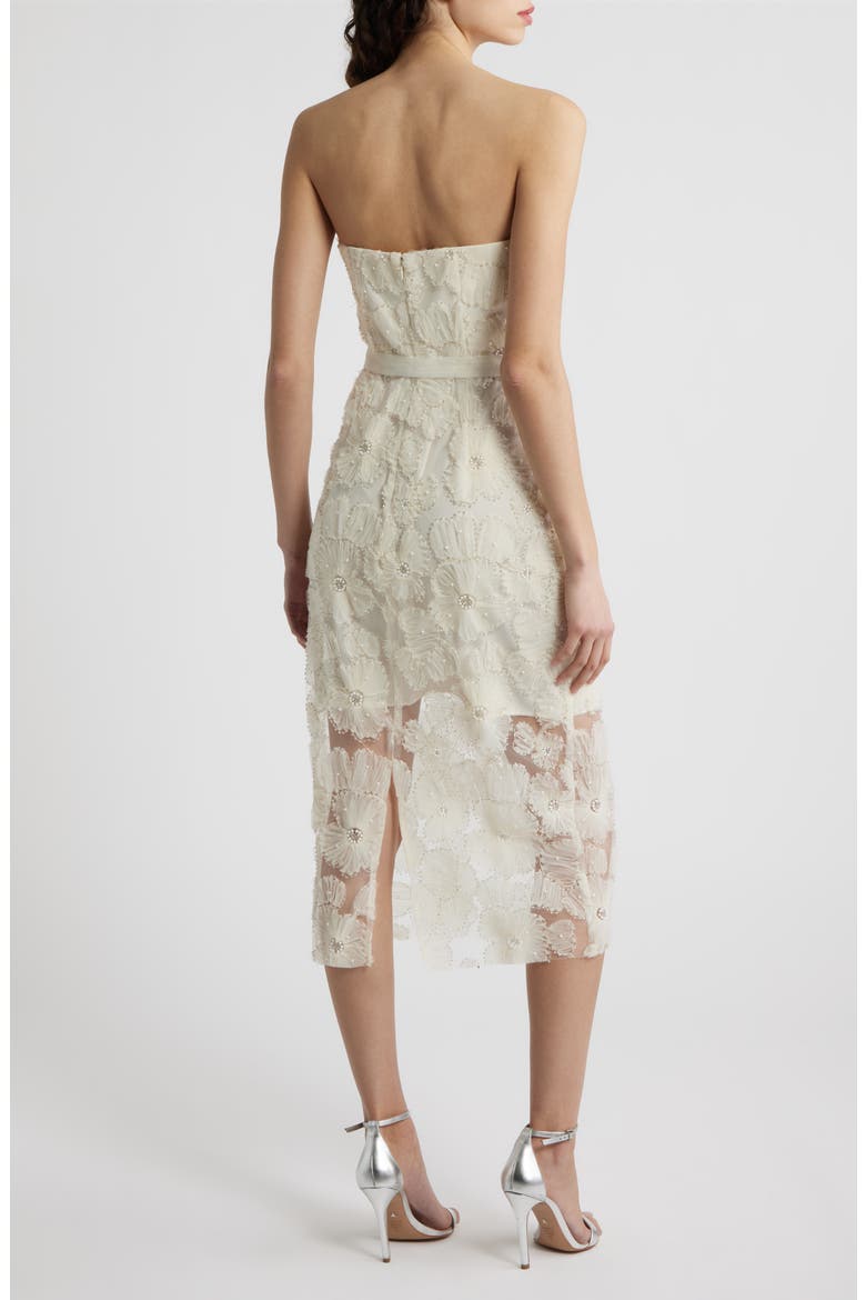 Beaded Floral Appliqué Strapless Dress, Alternate, color, IVORY
