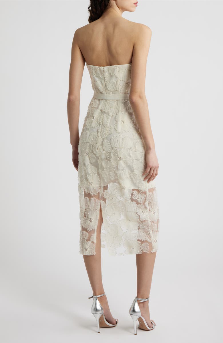 Sam Edelman Beaded Floral Appliqué Strapless Dress, Alternate, color, Ivory