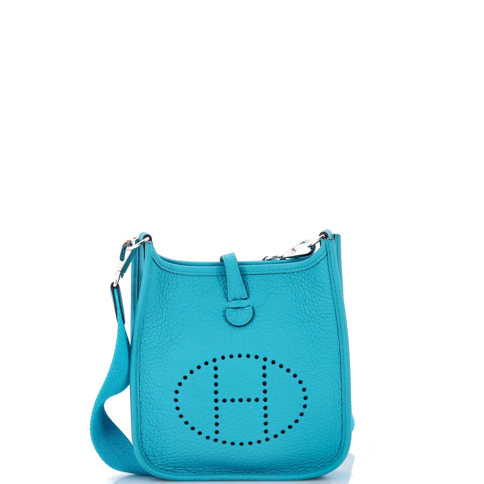 Pre-Owned Hermes Evelyne Bag Gen III Clemence TPM, Main, color, Bleu Zanzibar