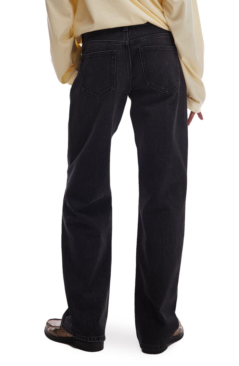 Topshop Ember Low Rise Wide Leg Jeans, Alternate, color, Black