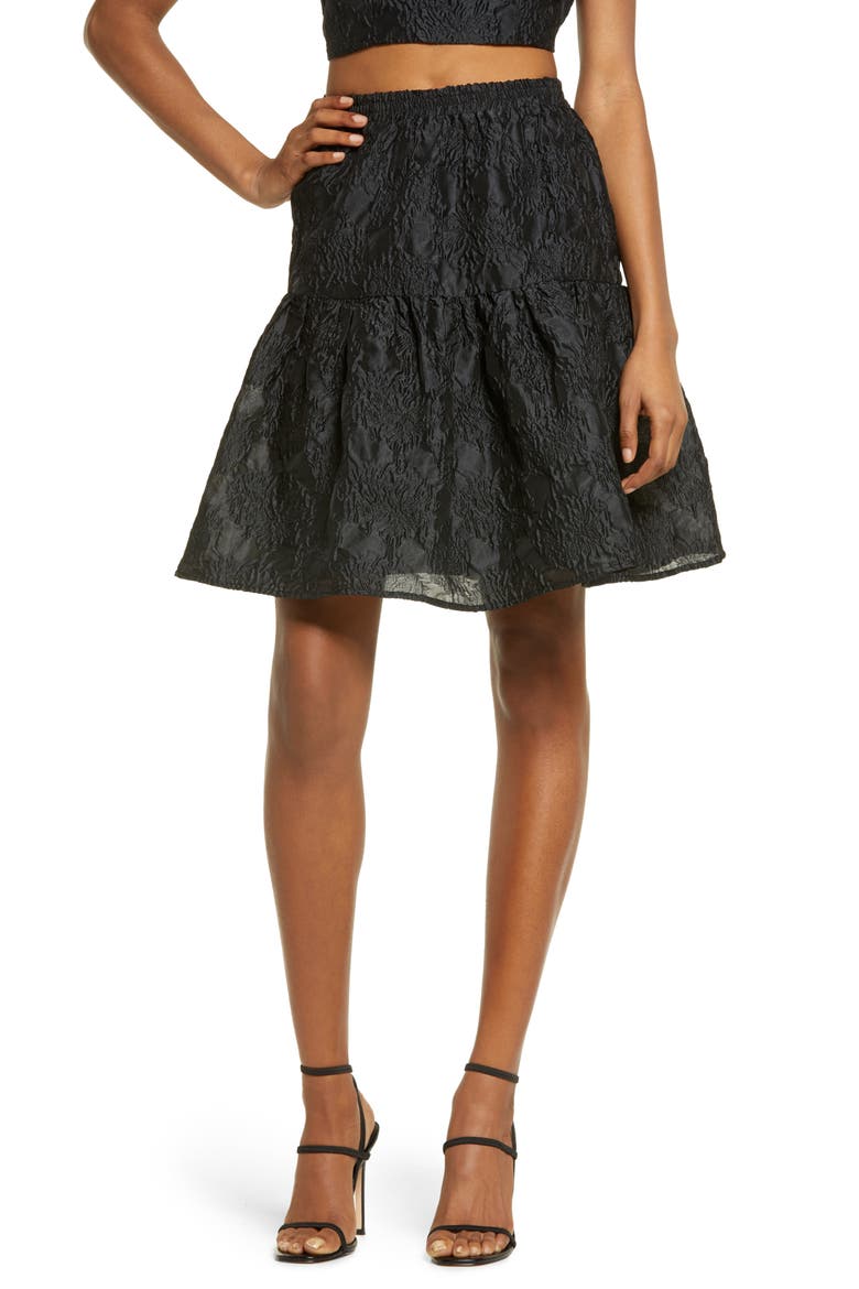 Demi Floral Jacquard Skirt, Main, color, BLACK