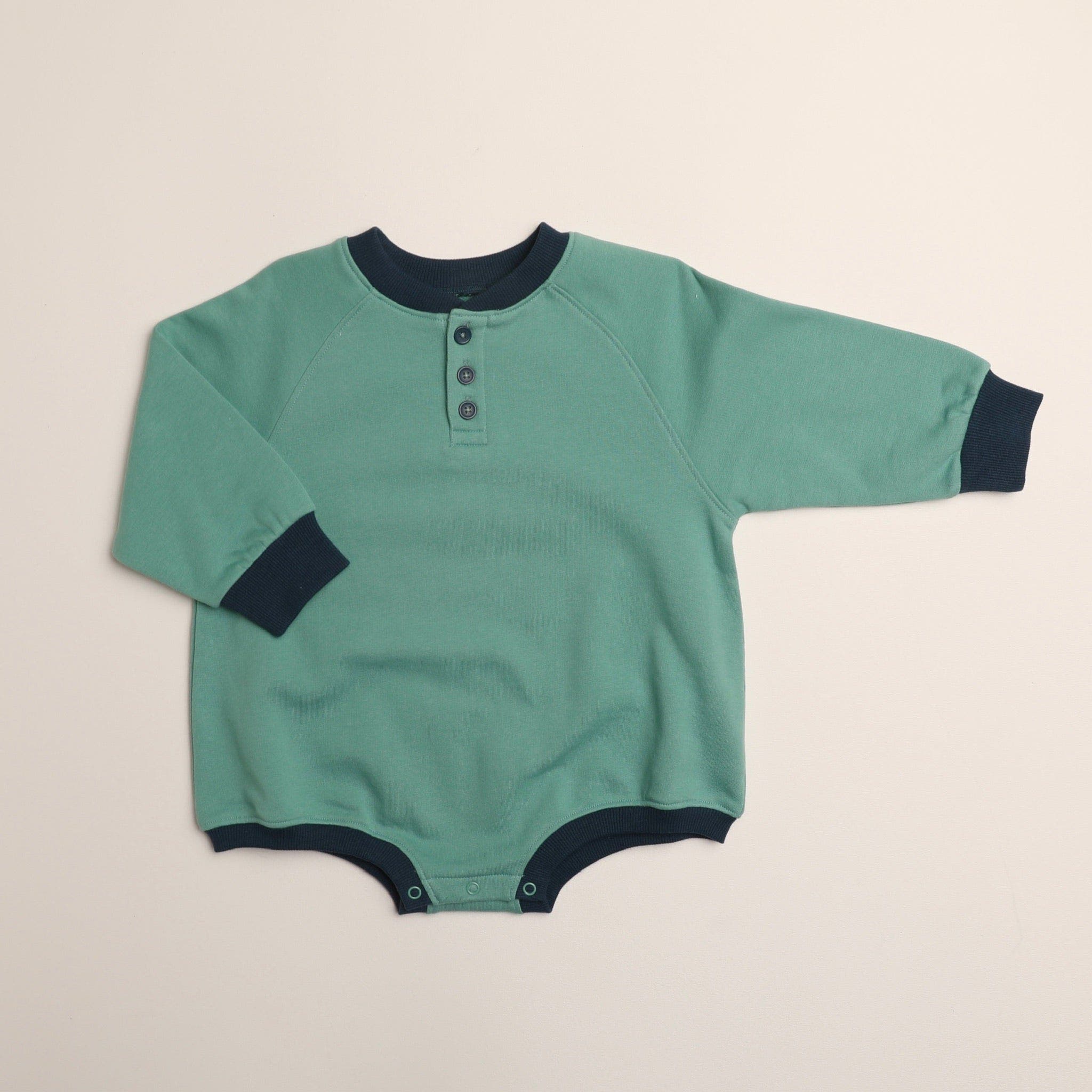Winnie + Crew Kids'  Graham Romper In Mineral Green
