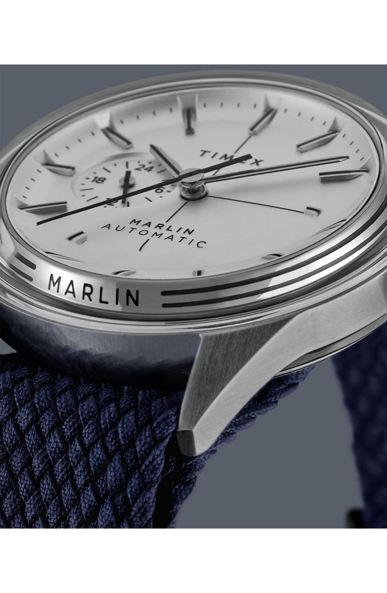 Timex<sup>®</sup> Marlin Jet Automatic Fabric Strap Watch, 38mm, Alternate, color, Blue