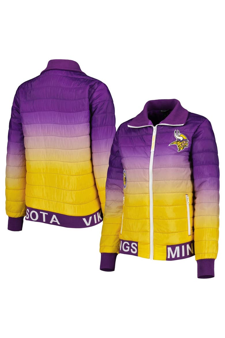 Women's The Wild Collective Purple/Gold Minnesota Vikings Color Block Full-Zip Puffer Jacket, Main, color, Purple