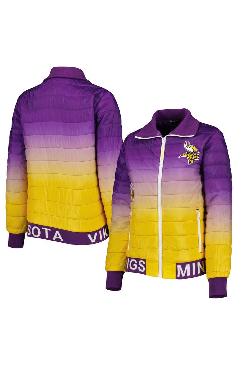 THE WILD COLLECTIVE Women's The Wild Collective Purple/Gold Minnesota Vikings Color Block Full-Zip Puffer Jacket, Main, color, Purple